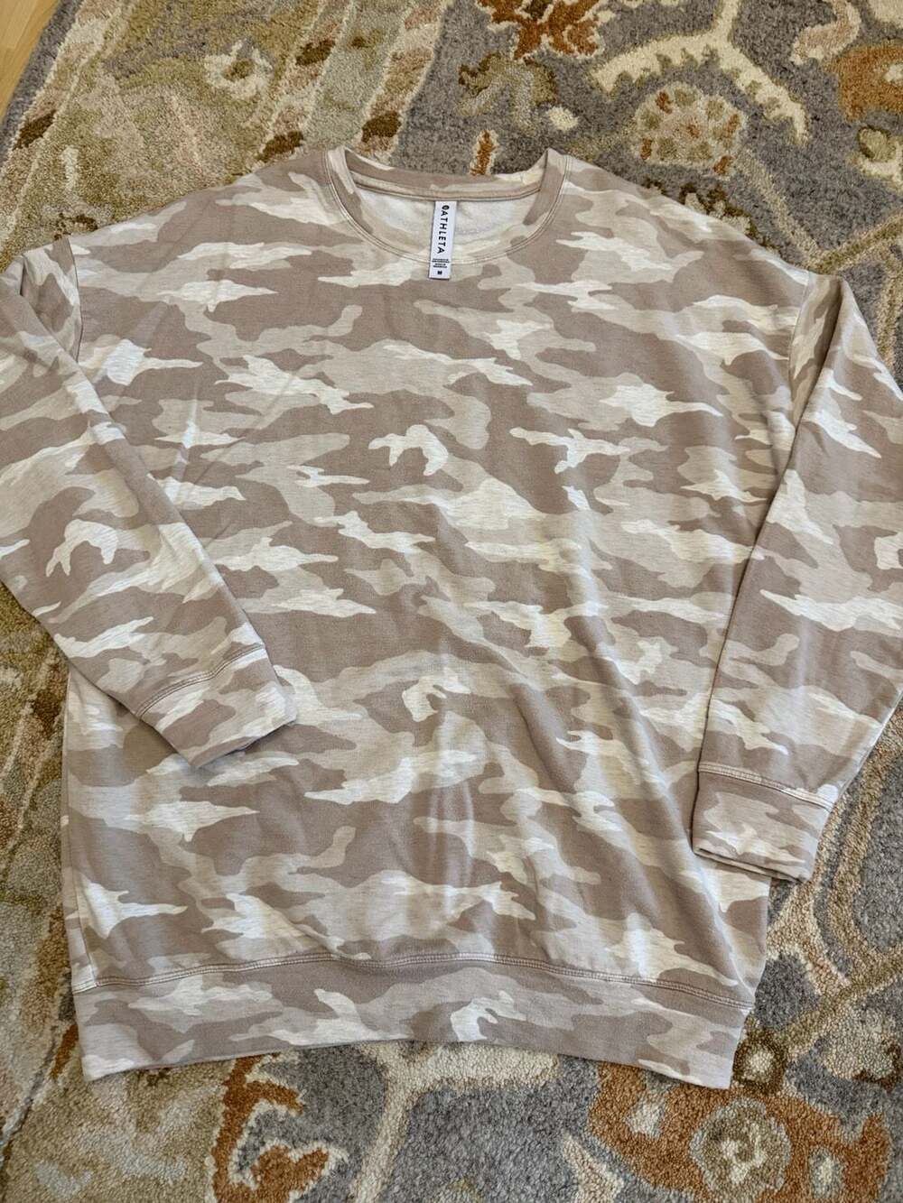 Athleta Studio to Street Camo Print Crewneck Pullover Sweatshirt
